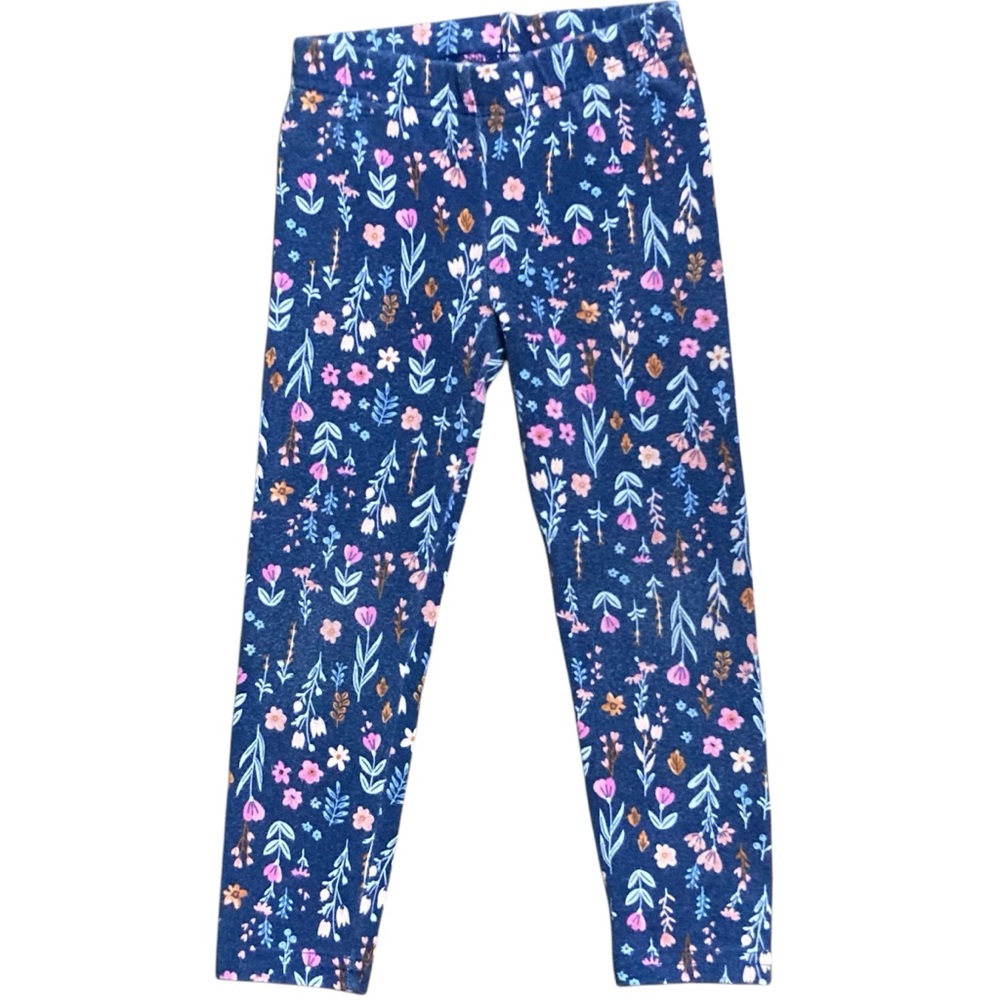 Carter's 2T floral leggings navy blue and pink
